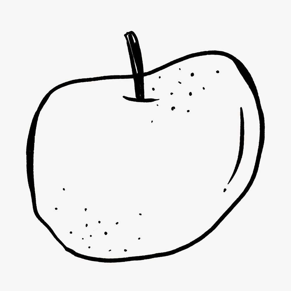 Cute apple doodle, collage element, off white design psd
