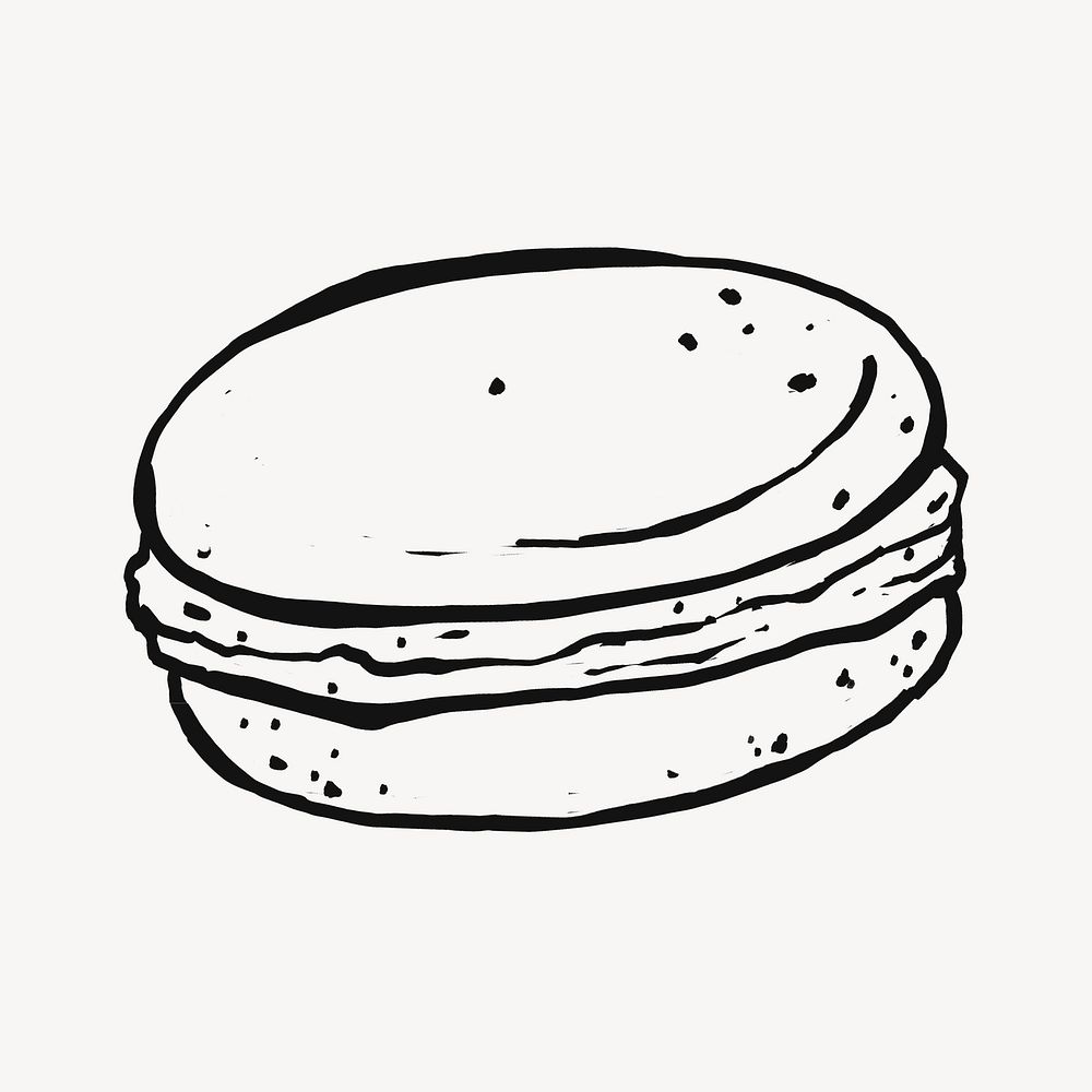 Macaron doodle, cute illustration, off white design