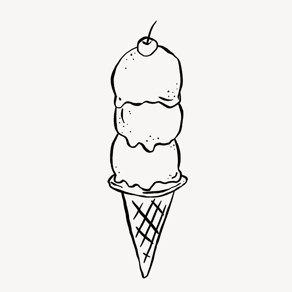Ice cream doodle, cute illustration, off white design