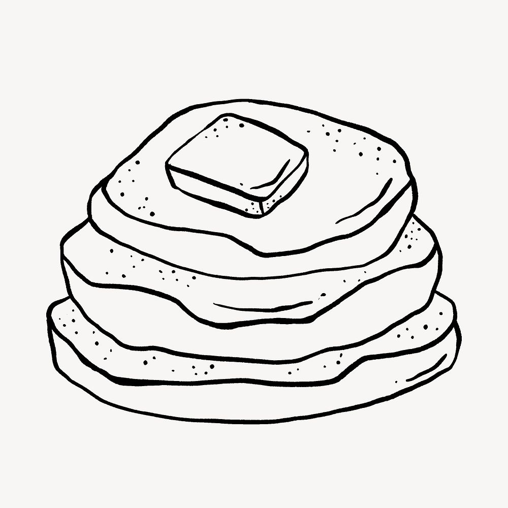 Cute pancake doodle, collage element, off white design psd