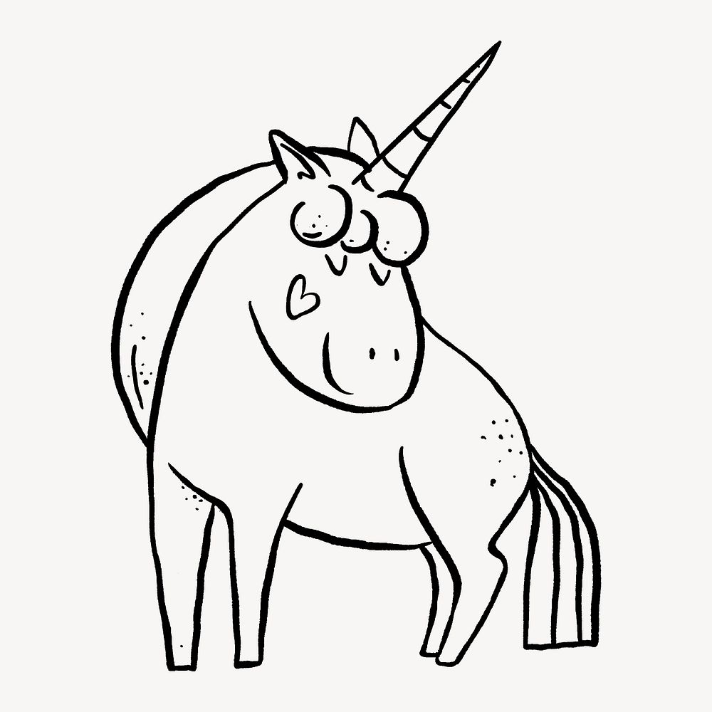 Cute unicorn doodle, illustration, off white design