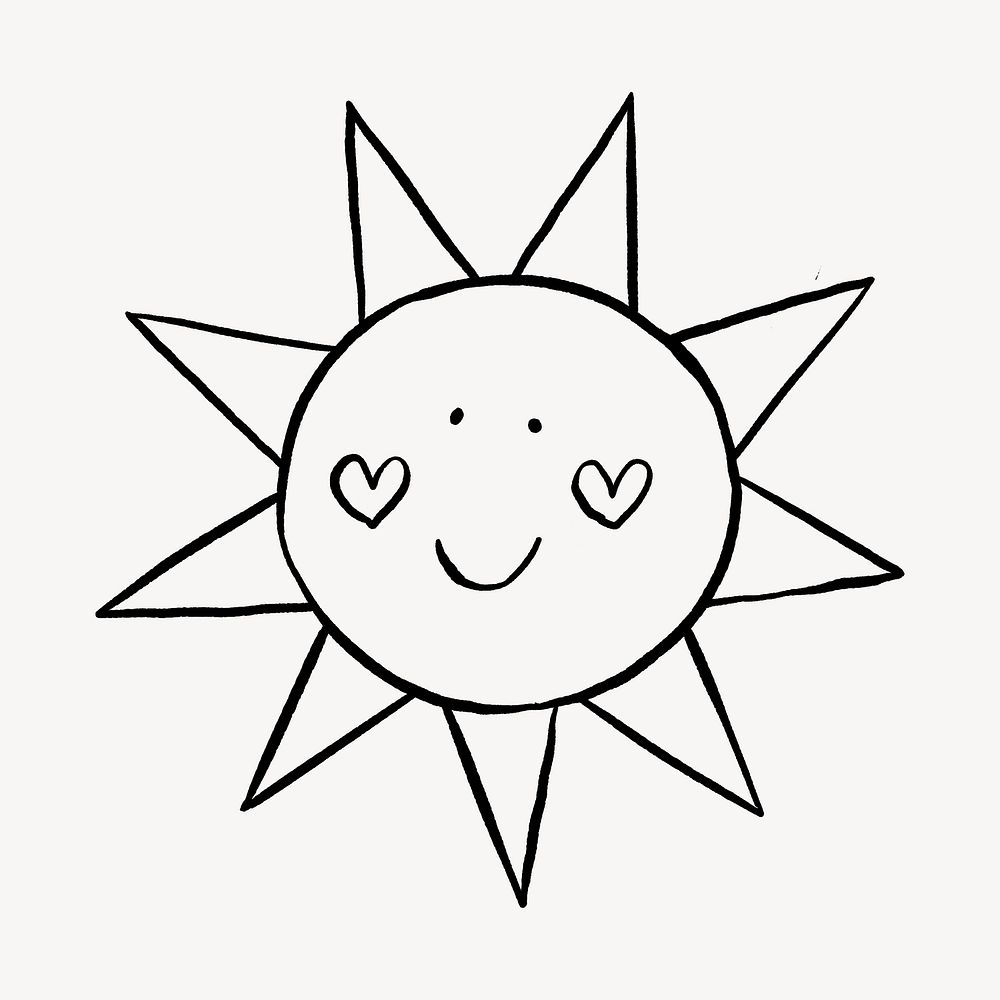 Cute sunshine doodle, drawing illustration, off white design