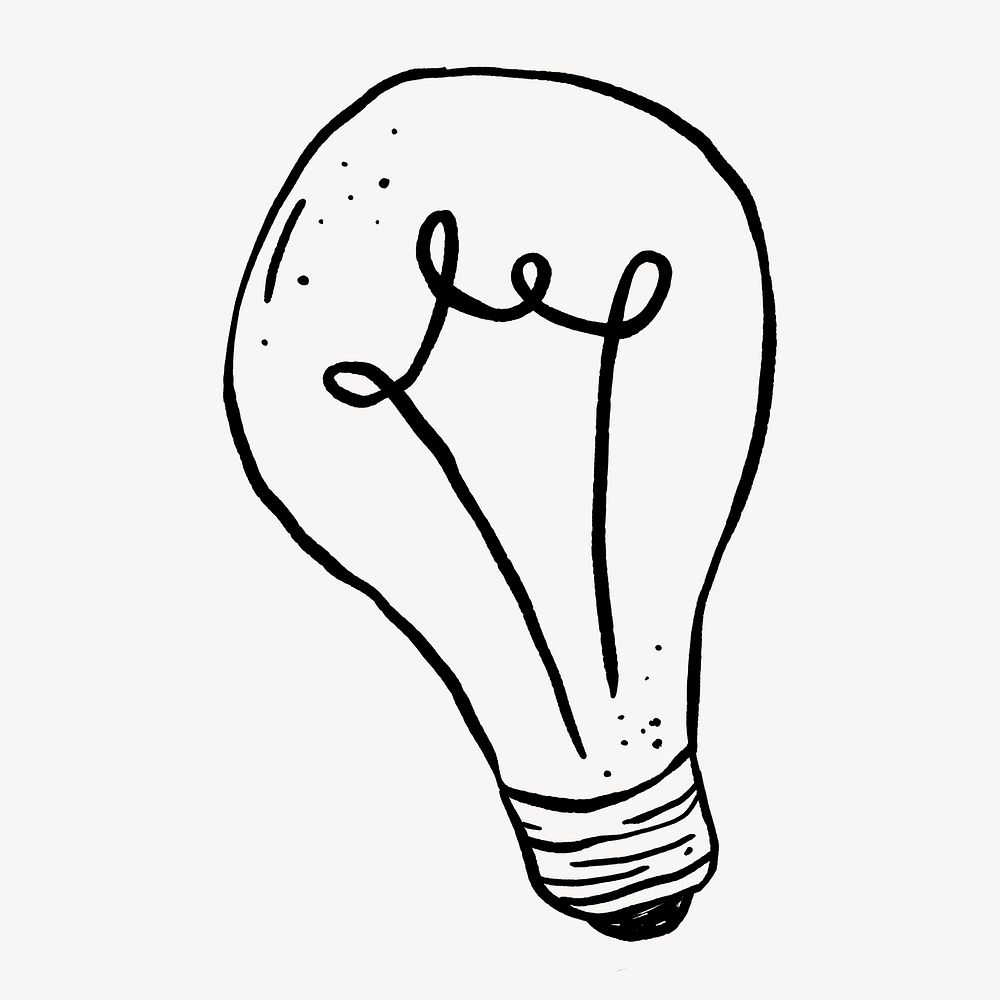 Light bulb doodle, drawing illustration, off white design