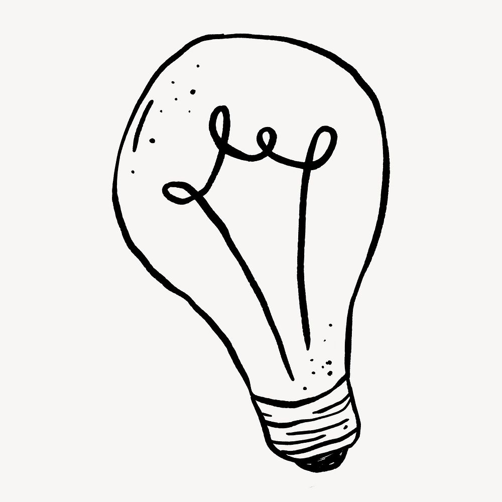 Light bulb doodle collage element, off white design psd