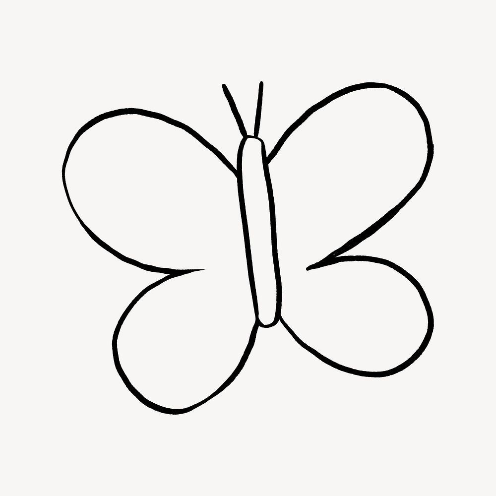 Cute butterfly doodle, illustration, off white design