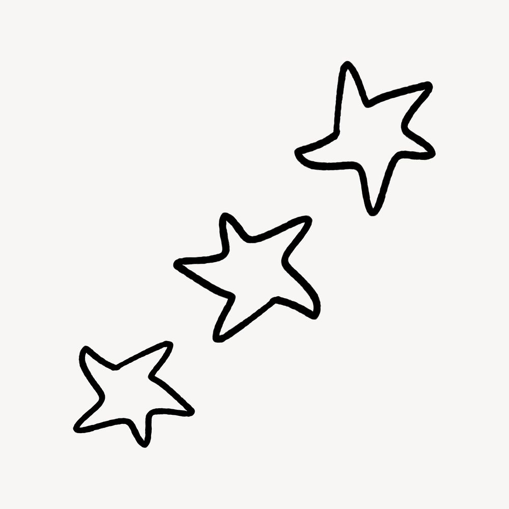 Cute star doodle, collage element, off white design psd