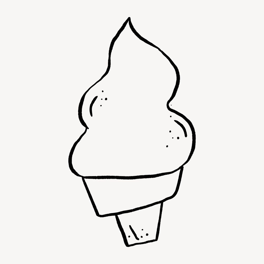 Ice cream doodle, cute illustration, off white design