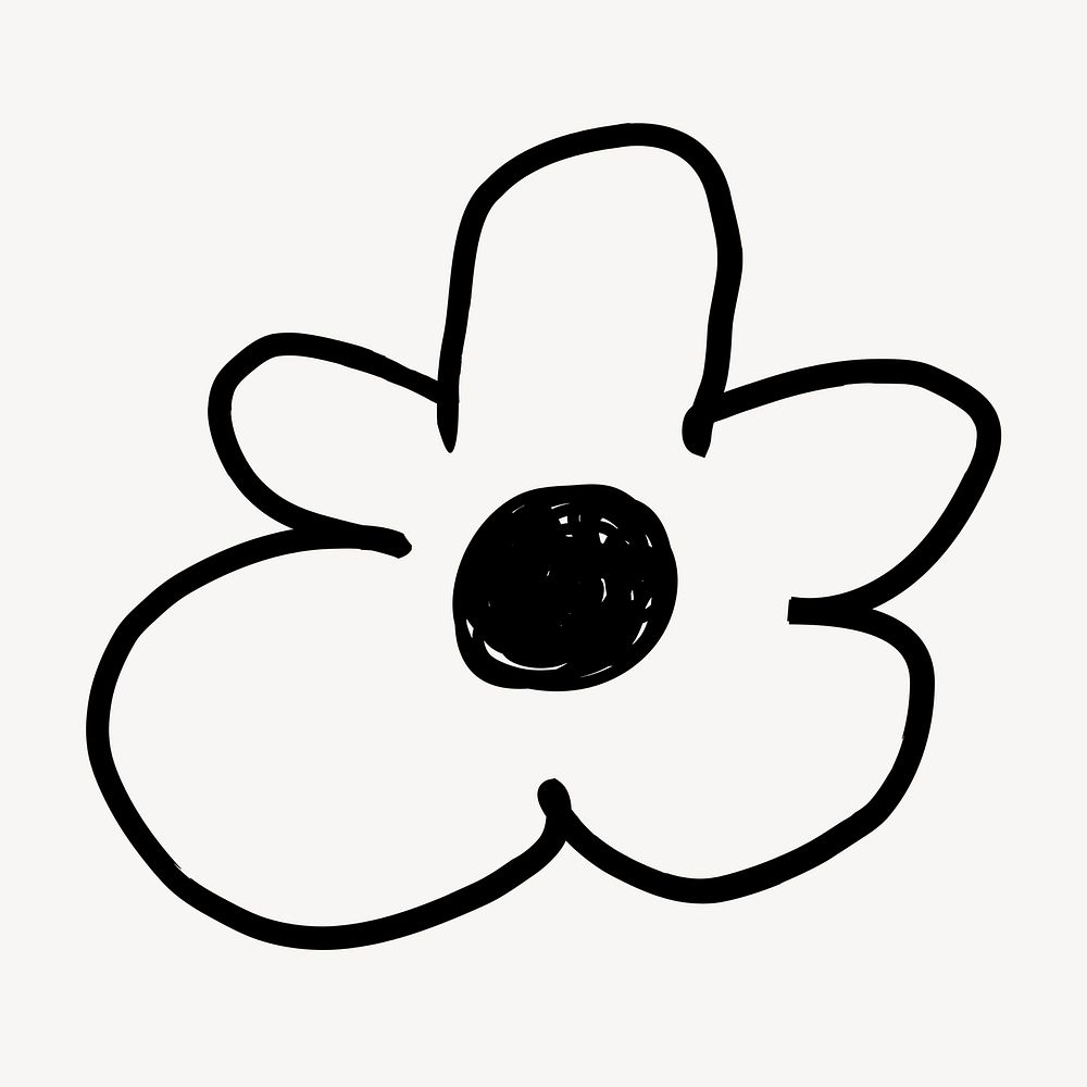 Cute flower doodle, collage element, off white design psd