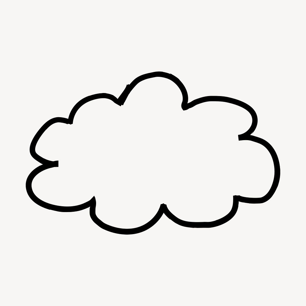 Cute cloud doodle, collage element, off white design psd