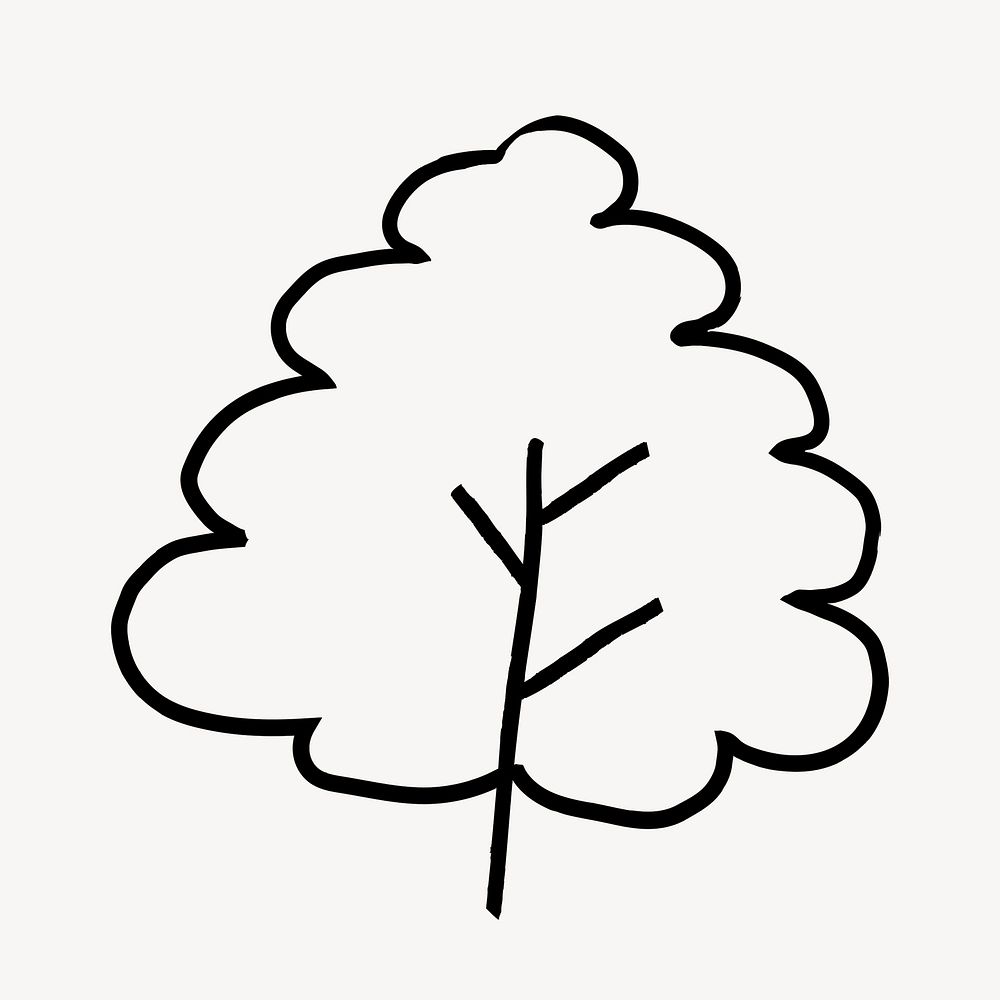 Cute tree doodle, drawing illustration, off white design