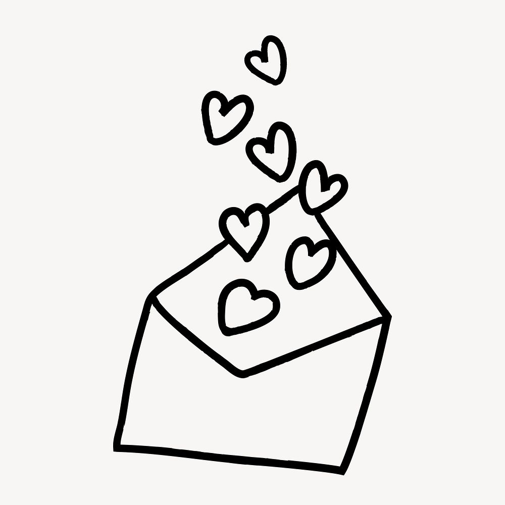 Love letter doodle, drawing illustration, off white design