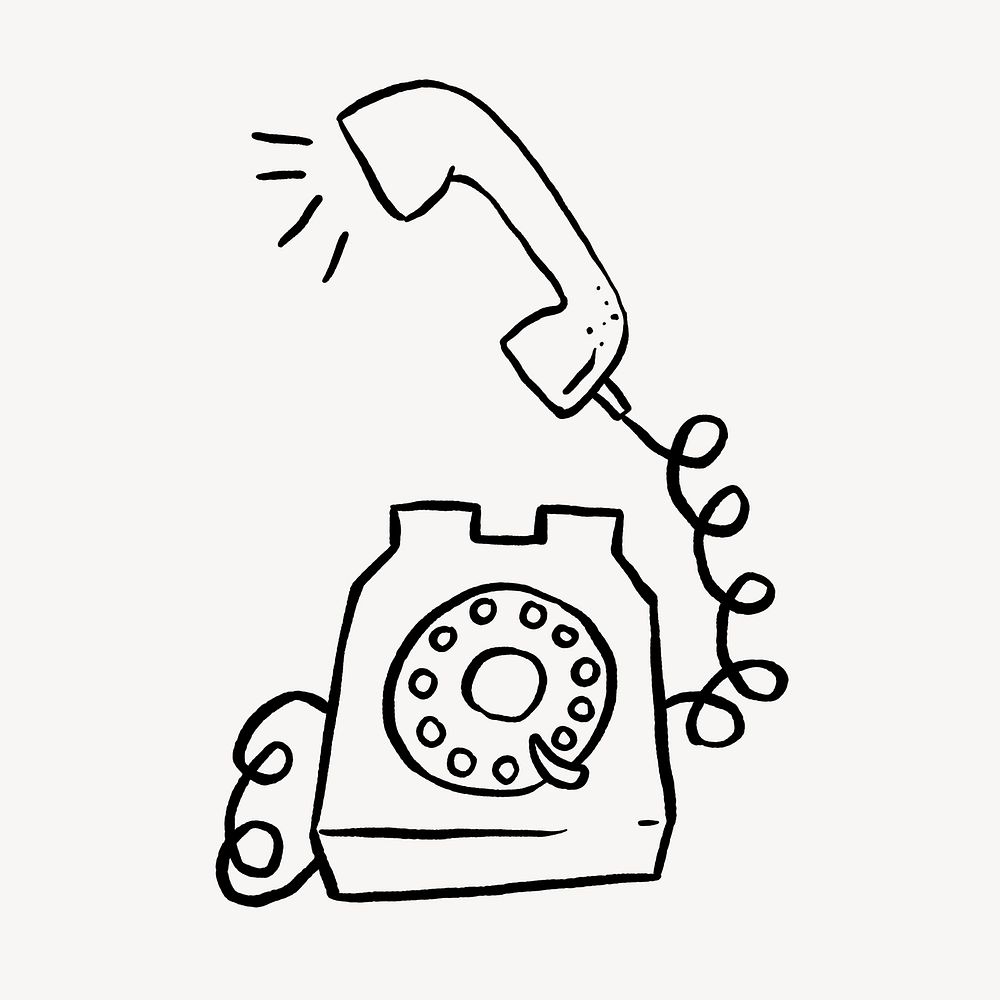 Retro phone doodle, drawing illustration, off white design
