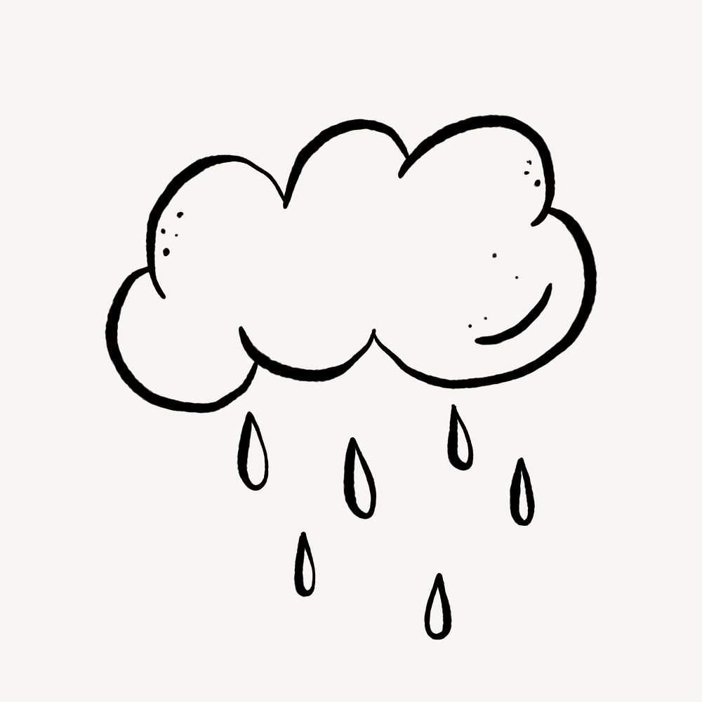 Cute rain cloud doodle, collage | Free PSD - rawpixel