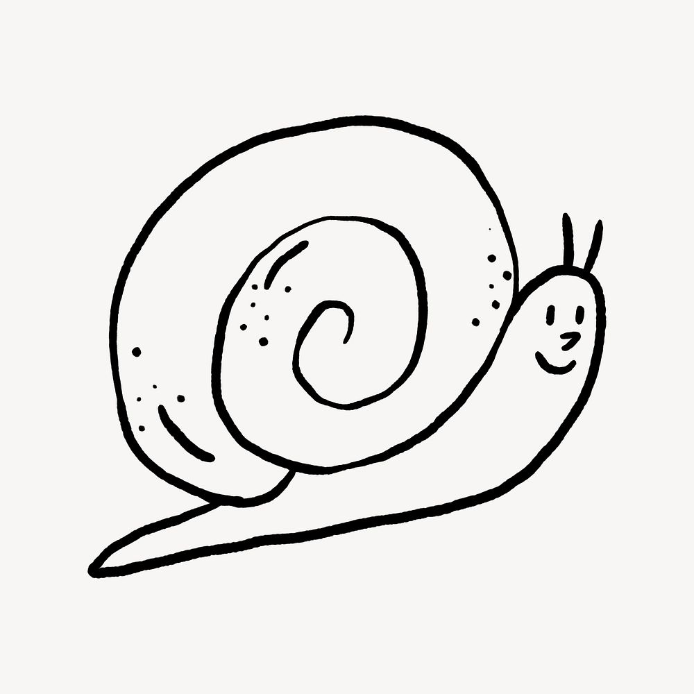 Cute snail doodle, collage element, off white design psd