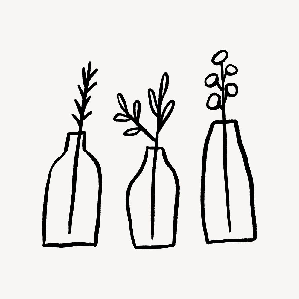 Cute plant doodle, drawing illustration, off white design