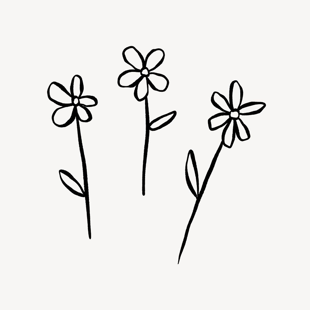 Cute flower doodle, drawing illustration, off white design