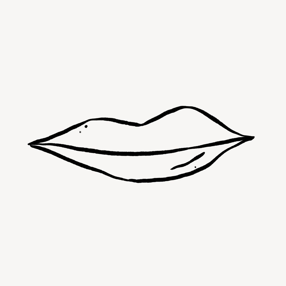 Cute lips doodle, collage element, | Free PSD - rawpixel