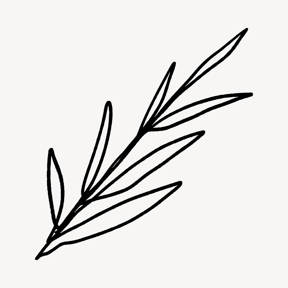 Cute leaf doodle, drawing illustration, off white design