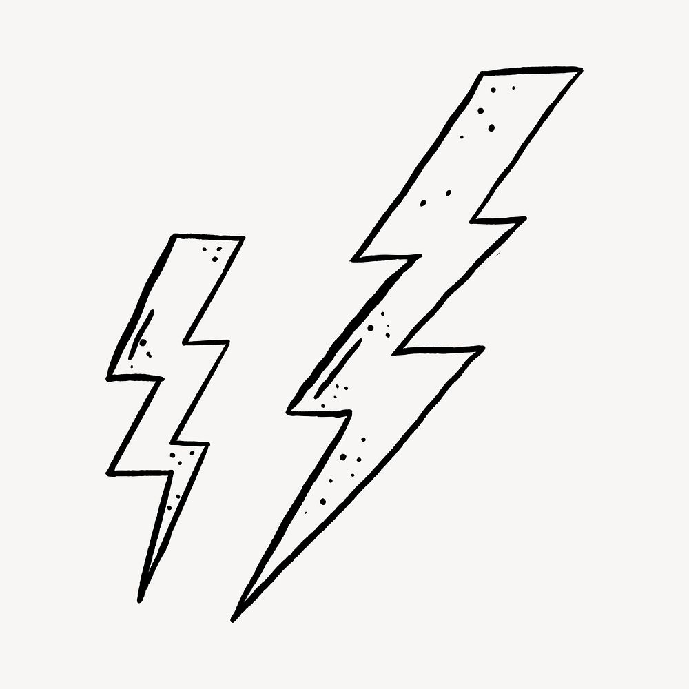 Cute lightning doodle, drawing illustration, off white design