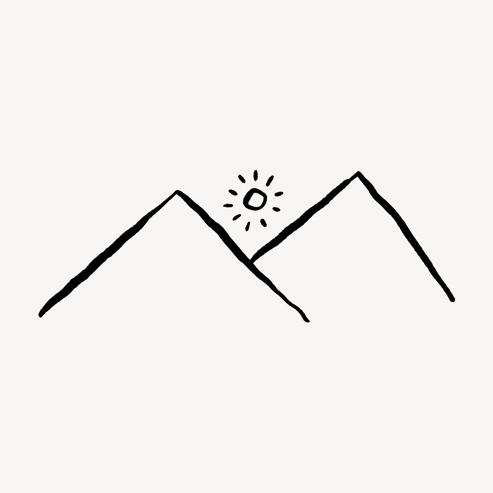 Cute mountain doodle, drawing illustration, off white design
