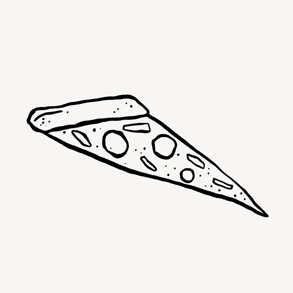 Pizza doodle, cute illustration, off white design