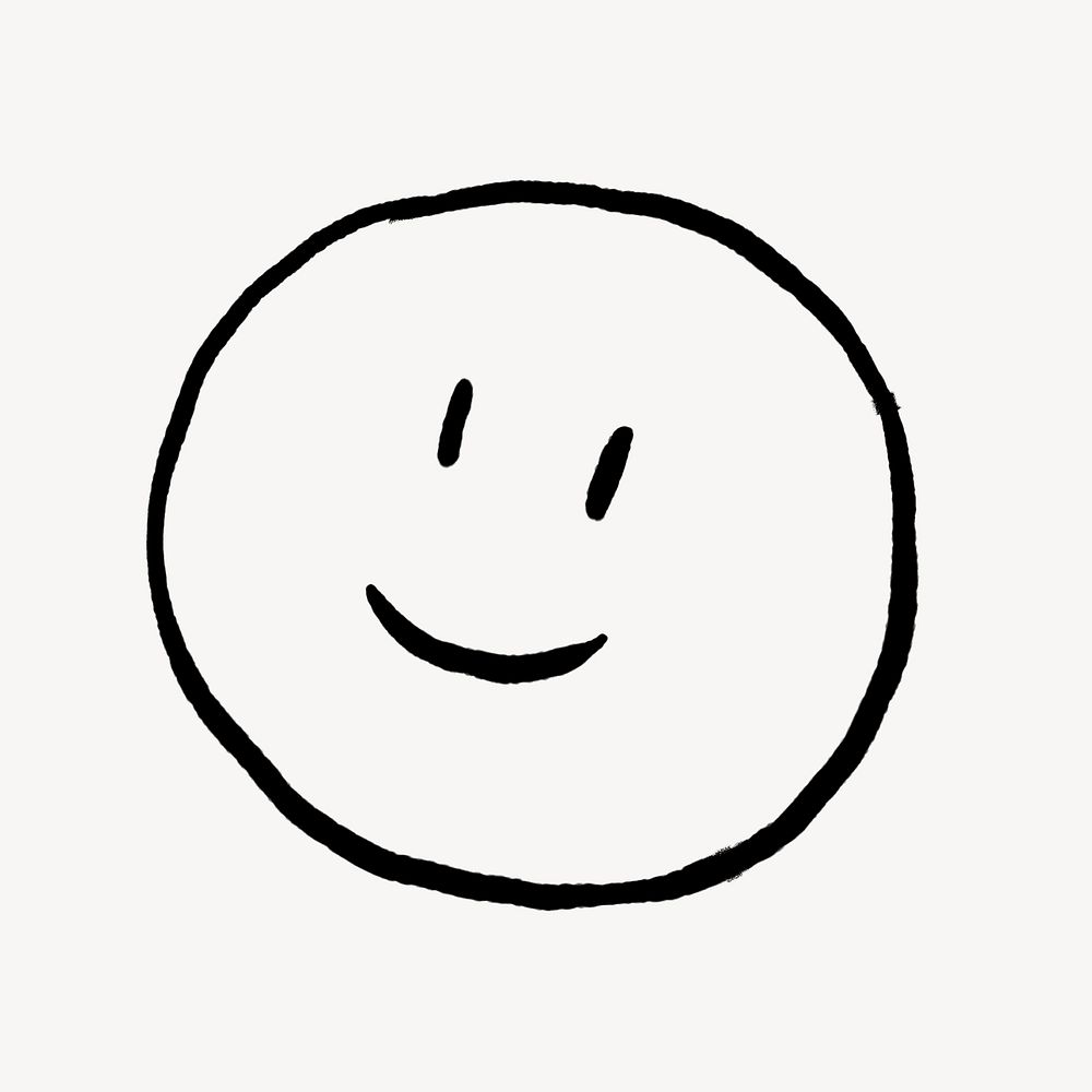 Happy face emoji doodle, collage element, off white design psd