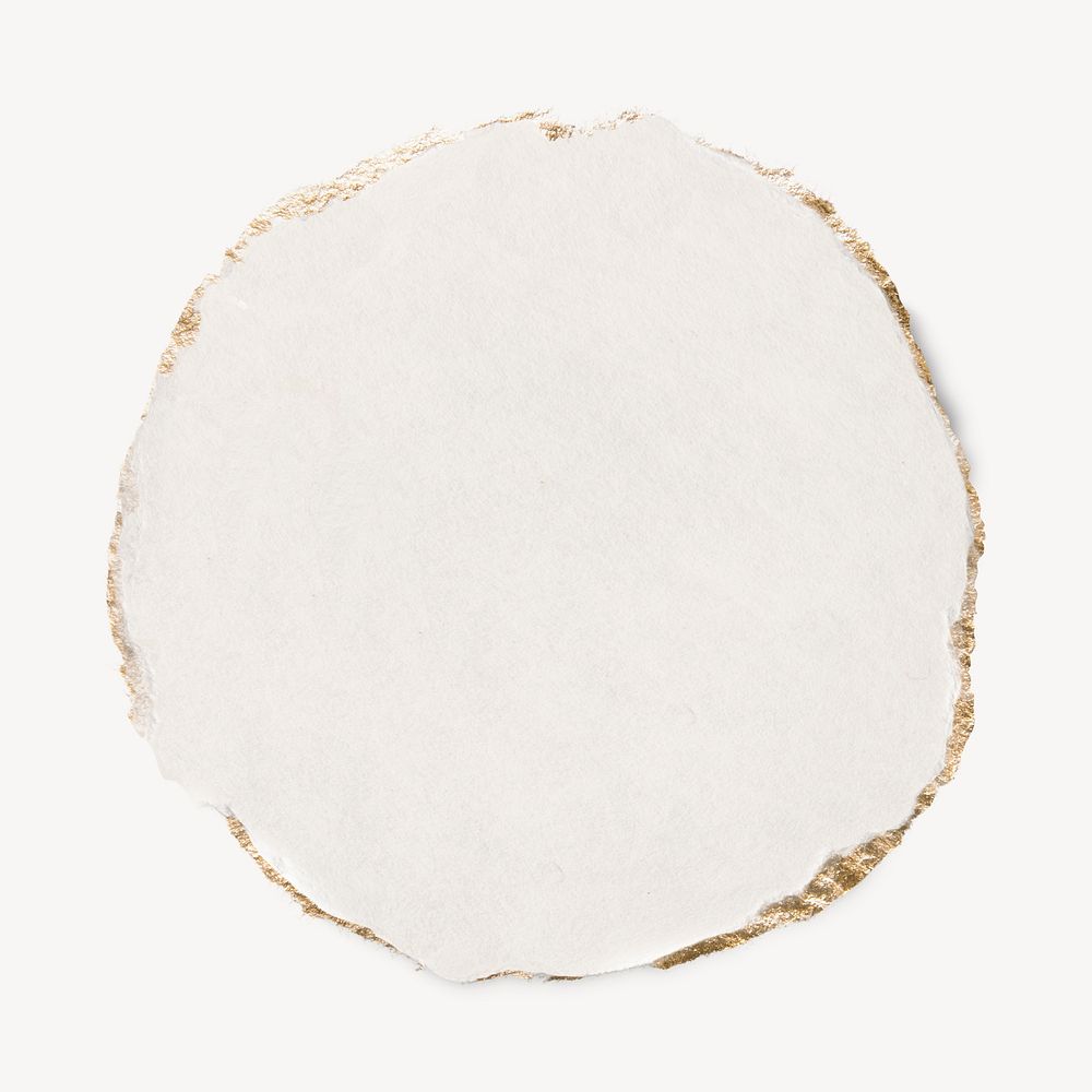 White ripped paper png cut out, round collage element