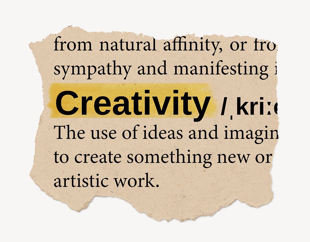 Creativity definition, ripped dictionary word, Free Photo rawpixel