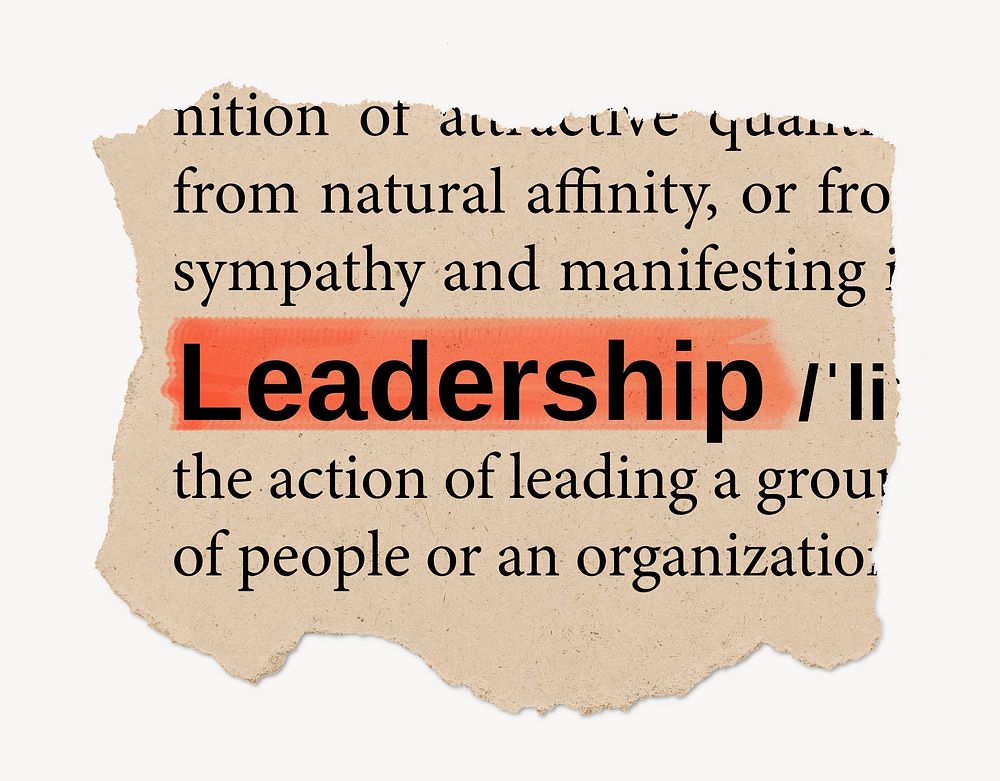 Leadership definition, ripped dictionary word, Free Photo rawpixel