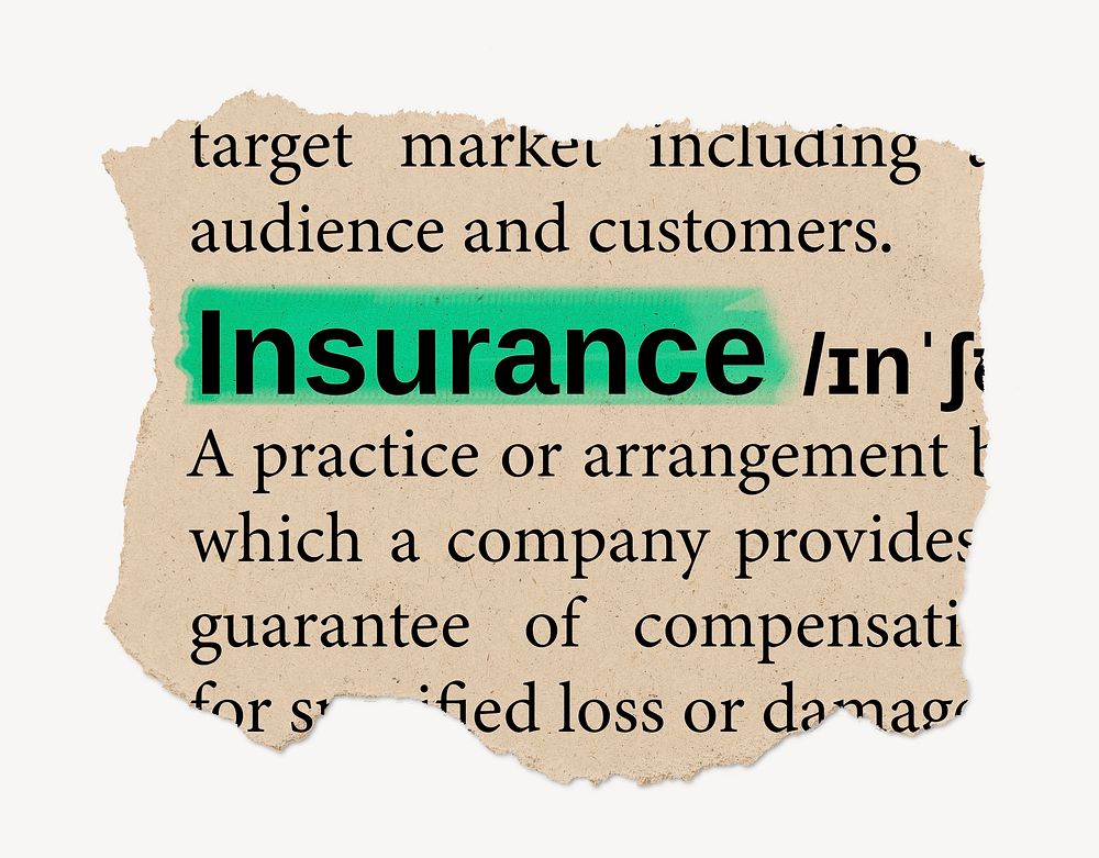 Insurance definition, ripped dictionary word, Free Photo rawpixel