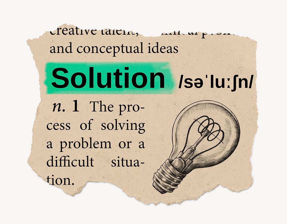 Solution definition, vintage ripped dictionary word
