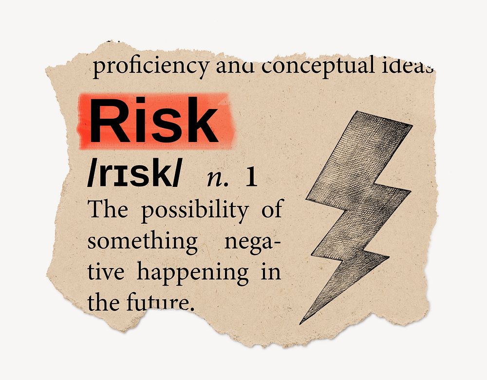 Risk definition, vintage ripped dictionary word