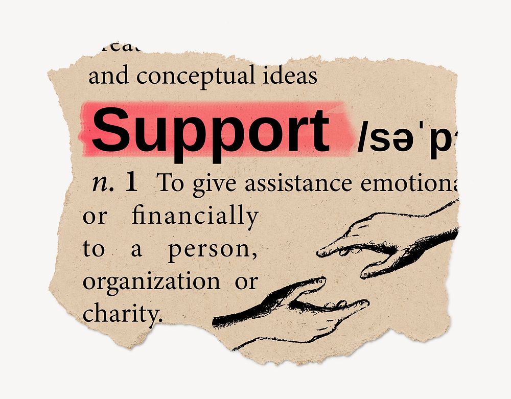 Support definition, vintage ripped dictionary word