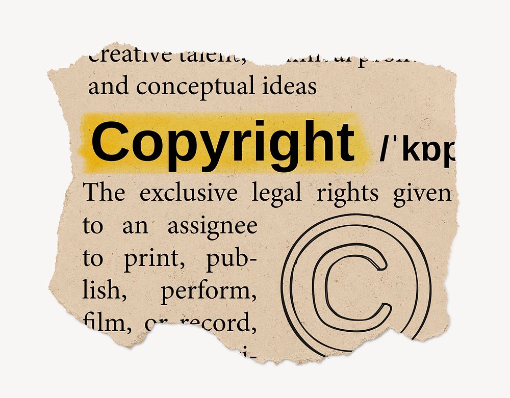 Copyright definition, vintage ripped dictionary word