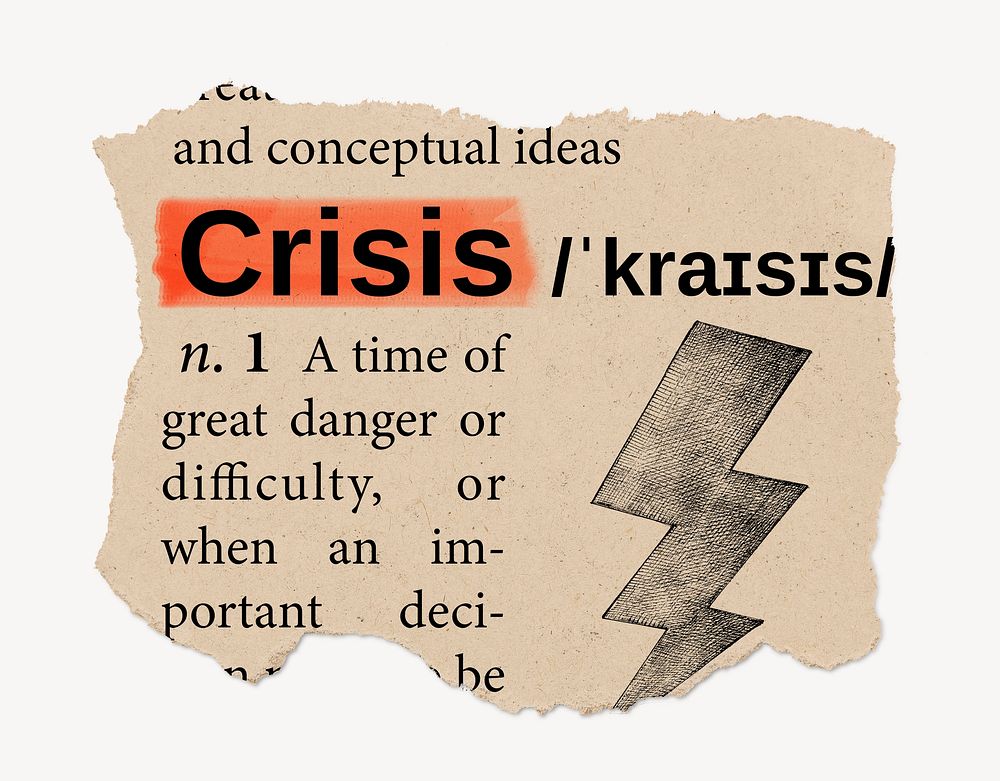 Crisis definition, vintage ripped dictionary word