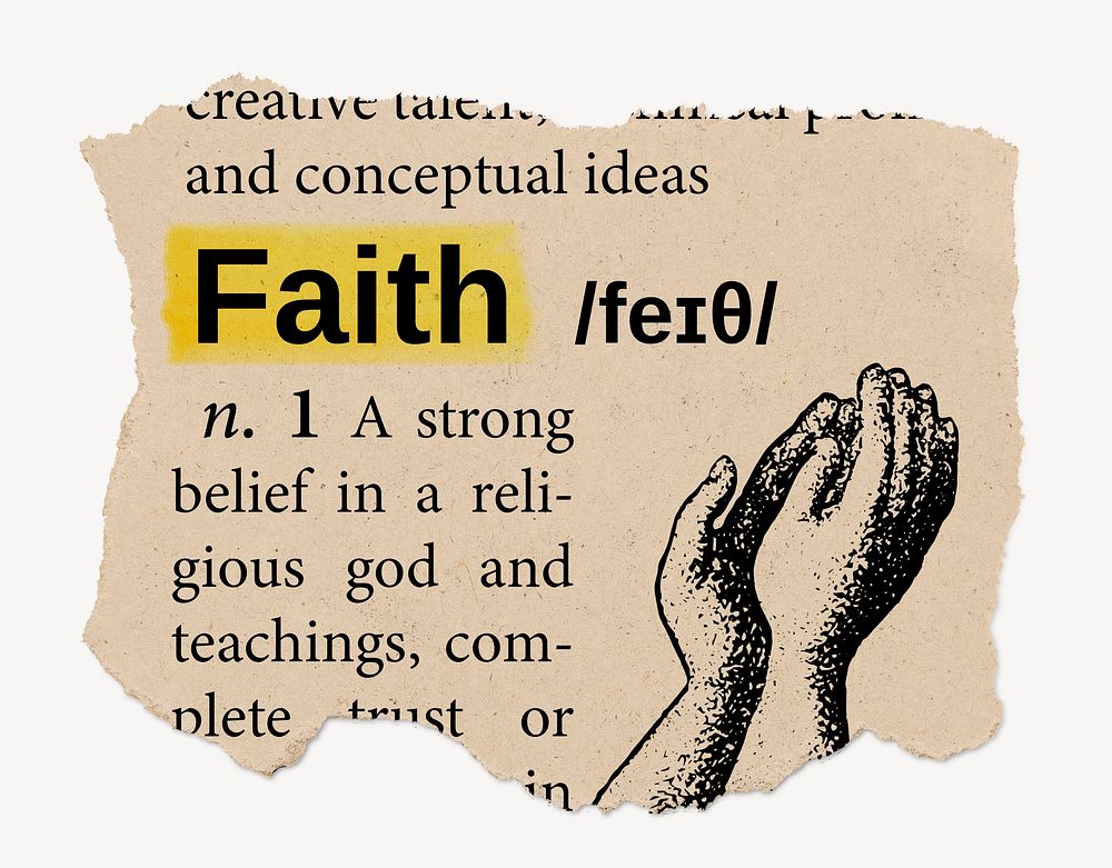 Faith definition, vintage ripped dictionary word