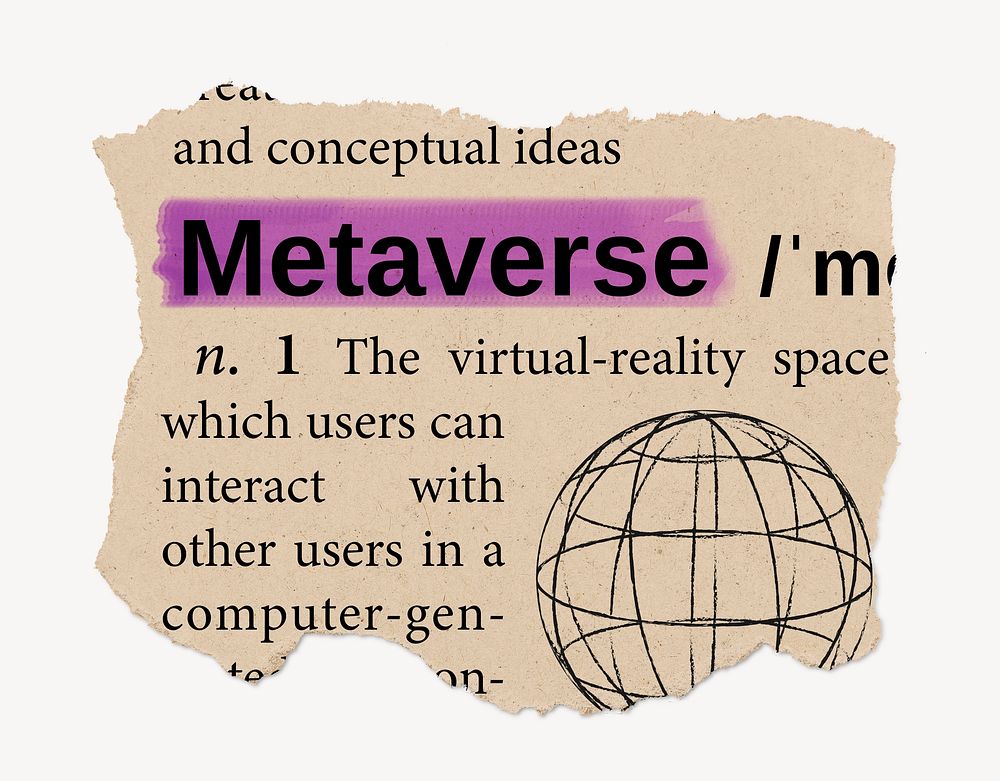 Metaverse definition, vintage ripped dictionary word