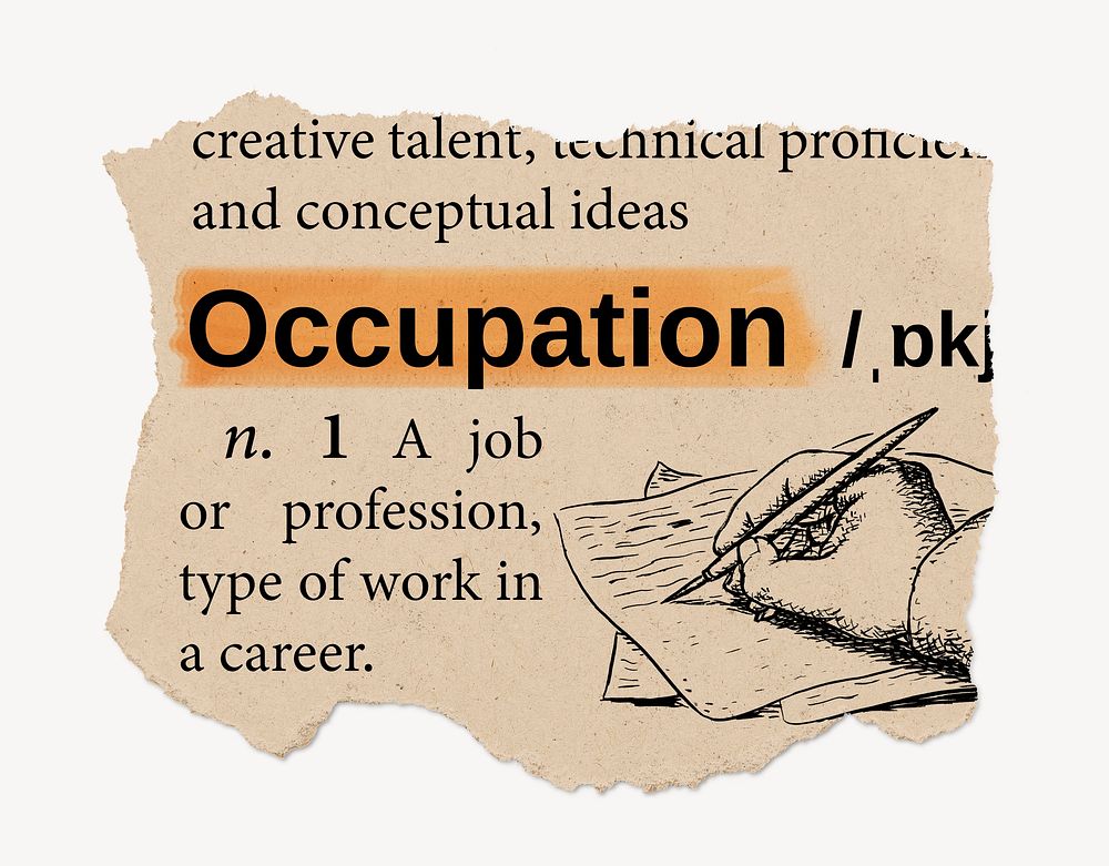 Occupation definition, vintage ripped dictionary word