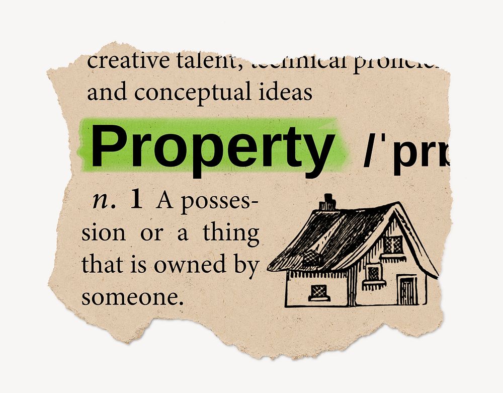 Property definition, vintage ripped dictionary word