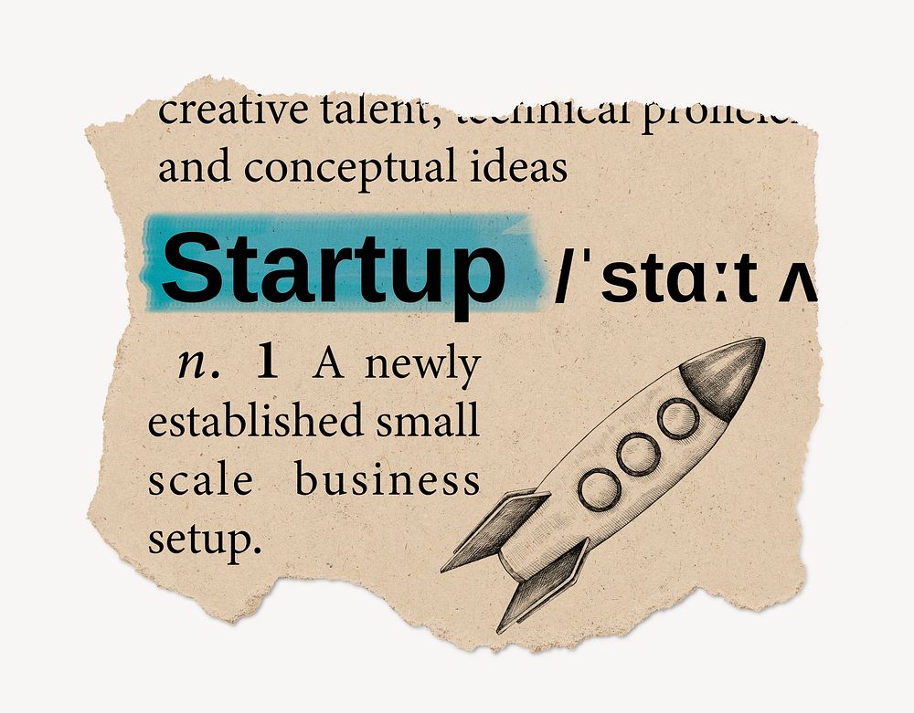 Startup definition, vintage ripped dictionary word
