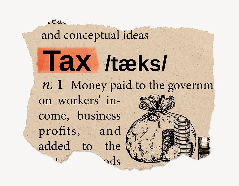 Tax definition, vintage ripped dictionary word