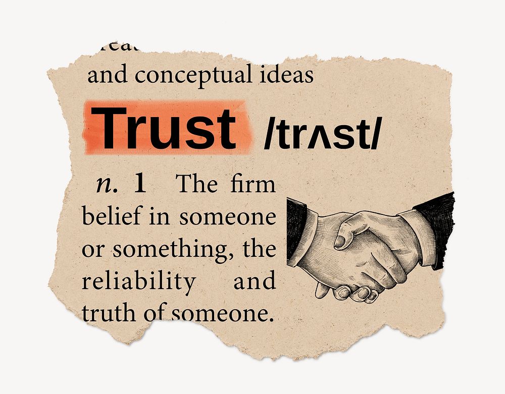 Trust definition, vintage ripped dictionary word