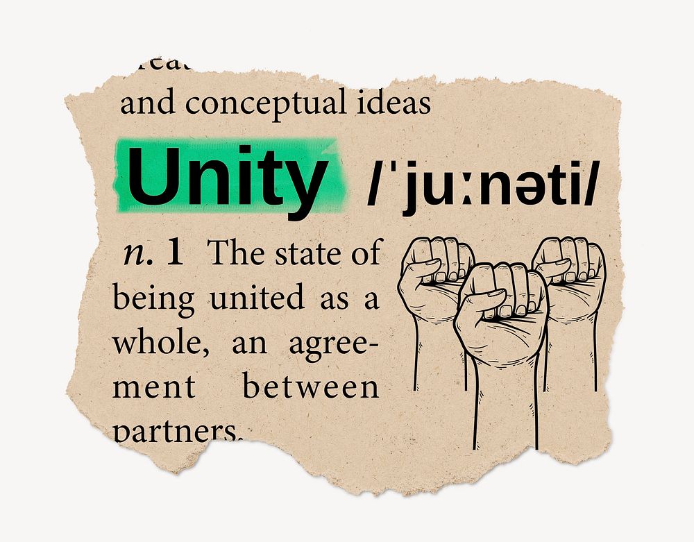 Unity definition, vintage ripped dictionary word