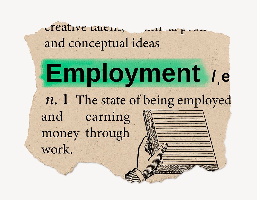 Employment definition, vintage ripped dictionary word