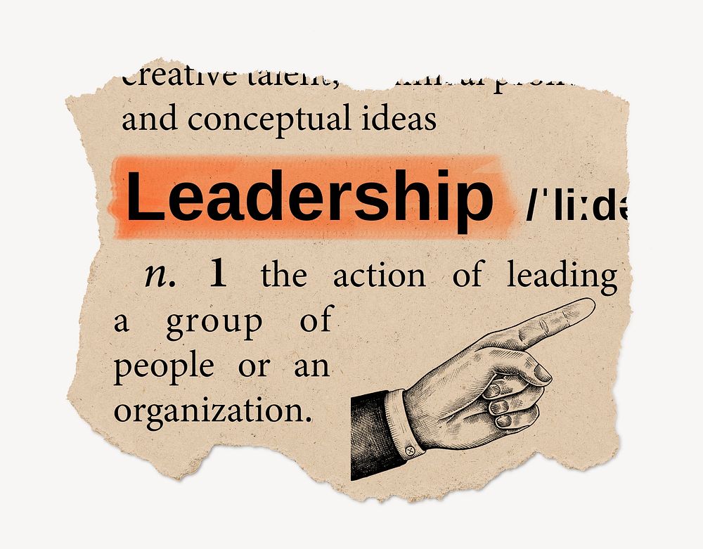Leadership definition, vintage ripped dictionary word
