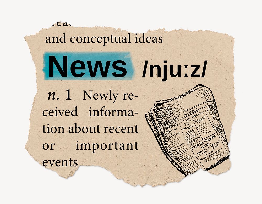 News definition, vintage ripped dictionary word