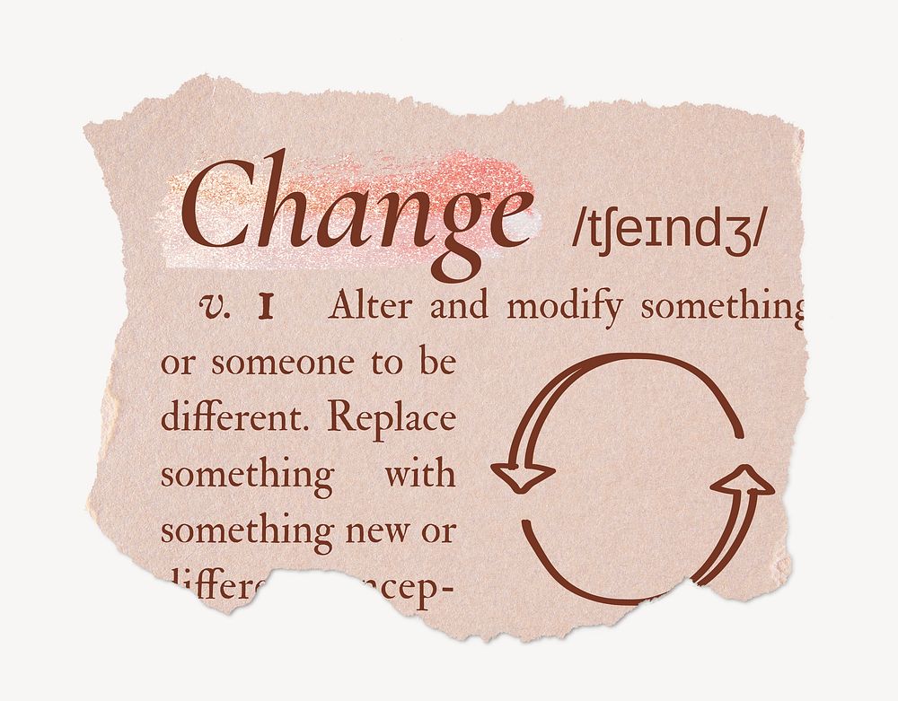 Change definition, ripped dictionary word in pink aesthetic