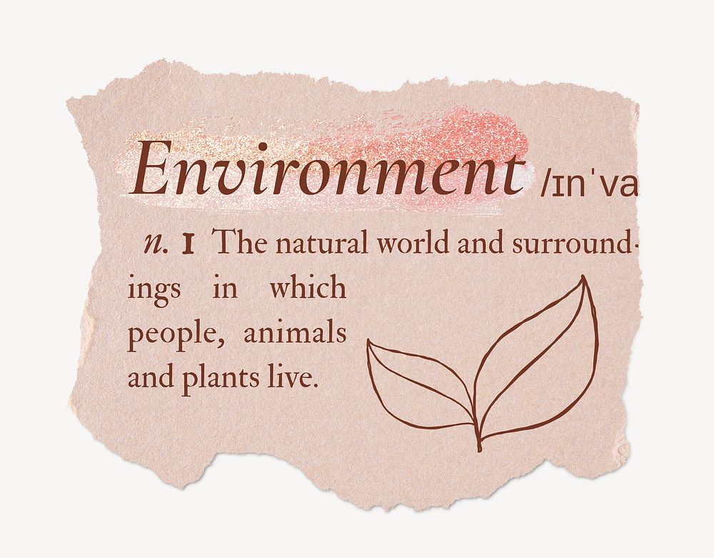 Environment definition, ripped dictionary word in pink aesthetic