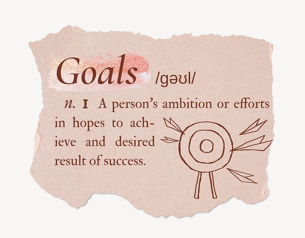 Goals definition, ripped dictionary word Free Photo rawpixel