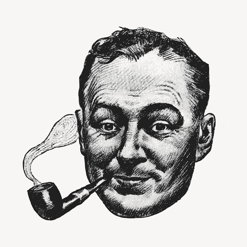 Man smoking pipe clipart, vintage illustration vector. Free public domain CC0 image.